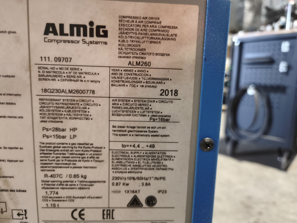 Gebr. Drucklufttrockner / Kältetrockner von ALMIG ALM 260 - Baujahr: 2018